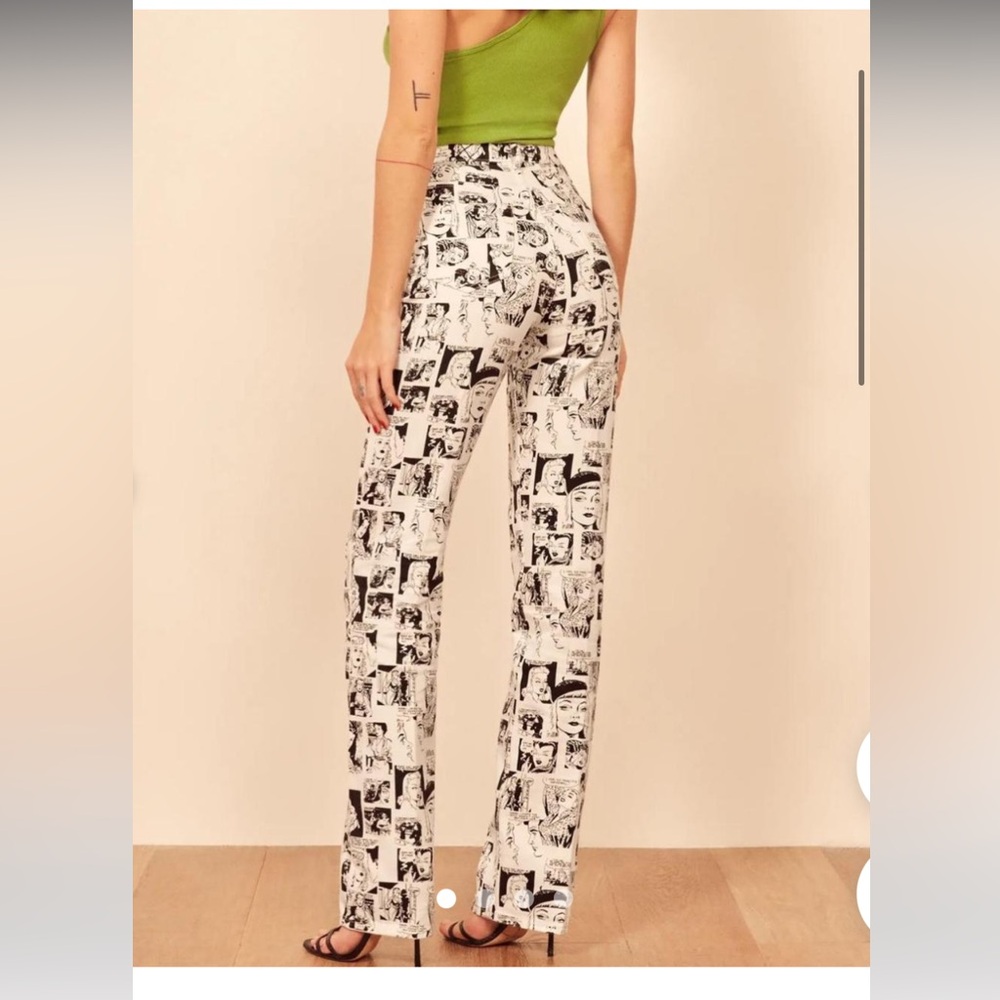 Reformation Cynthia high rise straight jeans newspaper print size 27